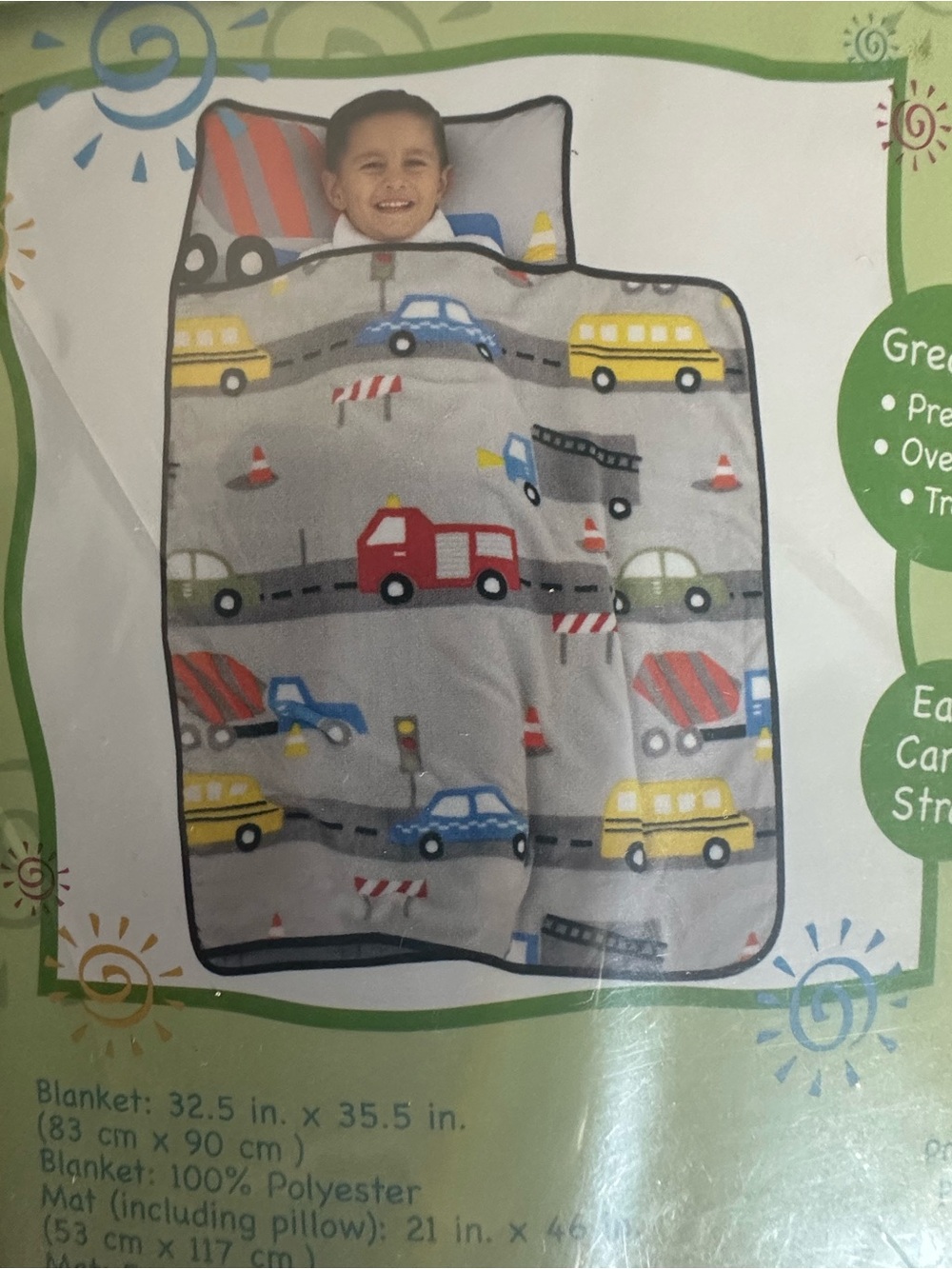 Everything Kids Construction Toddler Nap Mat with Pillow & Blanket new